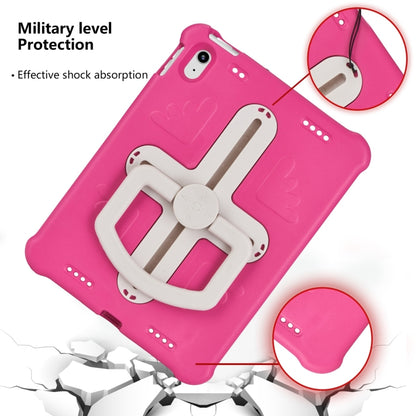 For iPad 2025 / 2022 Shield 360 Rotation Handle EVA Shockproof PC Tablet Case(Rose Red Beige) by bashfashion