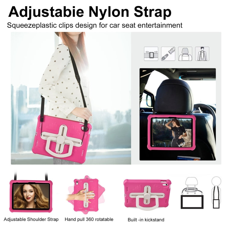 For iPad 2025 / 2022 Shield 360 Rotation Handle EVA Shockproof PC Tablet Case(Rose Red Beige) by bashfashion