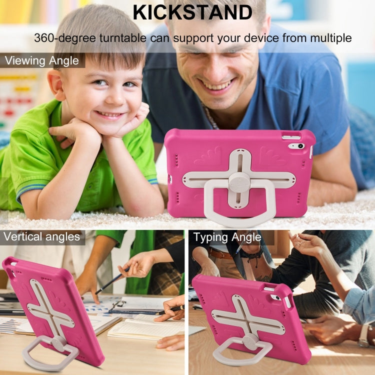 For iPad 2025 / 2022 Shield 360 Rotation Handle EVA Shockproof PC Tablet Case(Rose Red Beige) by bashfashion