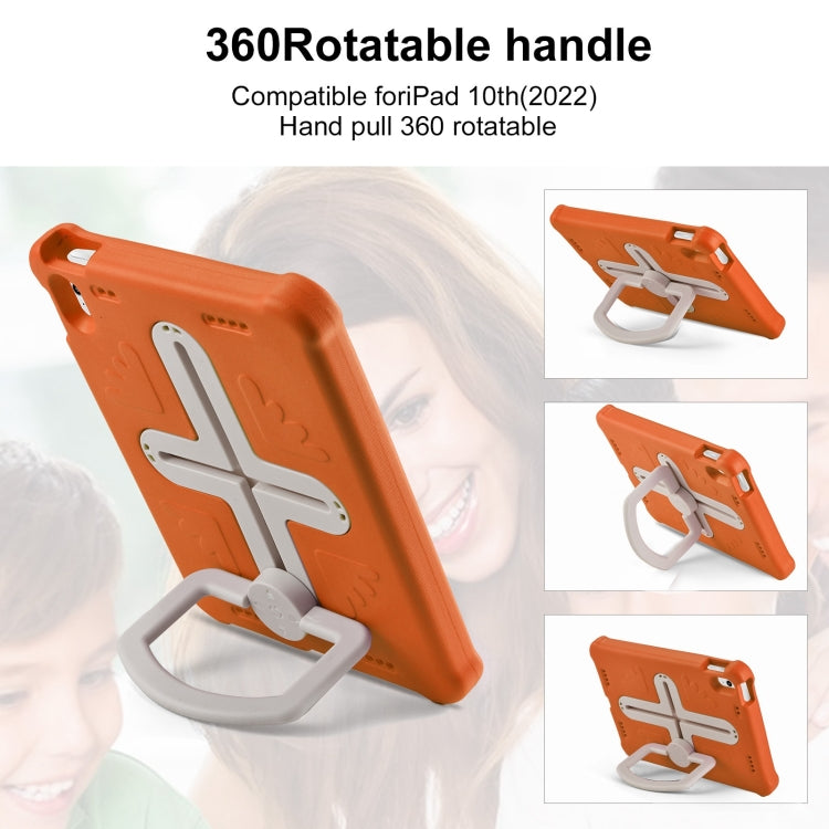 For iPad 2025 / 2022 Shield 360 Rotation Handle EVA Shockproof PC Tablet Case(Orange Beige) by bashfashion