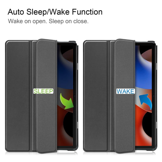 For Blackview Oscal Pad 10 Custer Pure Color 3-Fold Holder Smart Leather Tablet Case(Black) by bashfashion