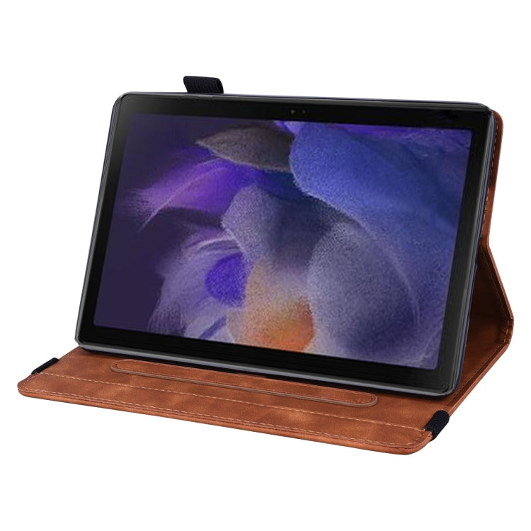 For Samsung Galaxy Tab A8 10.5 2021 Calf Texture Embossed Flip Leather Tablet Case(Brown) by bashfashion