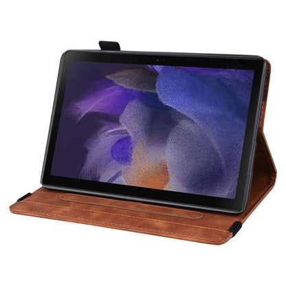 For Samsung Galaxy Tab A8 10.5 2021 Calf Texture Embossed Flip Leather Tablet Case(Brown) by bashfashion