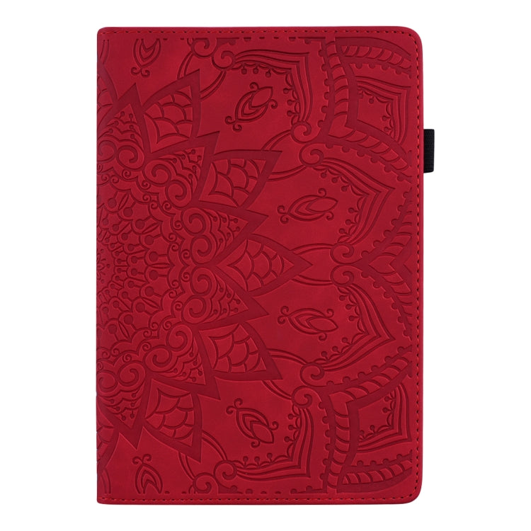 For Samsung Galaxy Tab A8 10.5 2021 Calf Texture Embossed Flip Leather Tablet Case(Red) by bashfashion
