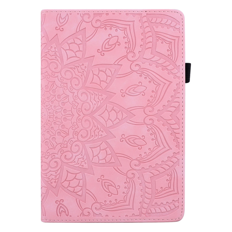 For Samsung Galaxy Tab A8 10.5 2021 Calf Texture Embossed Flip Leather Tablet Case(Pink) by bashfashion