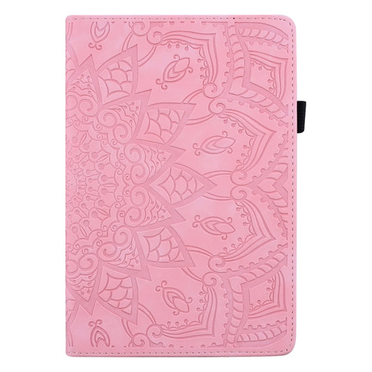 For Samsung Galaxy Tab A8 10.5 2021 Calf Texture Embossed Flip Leather Tablet Case(Pink) by bashfashion