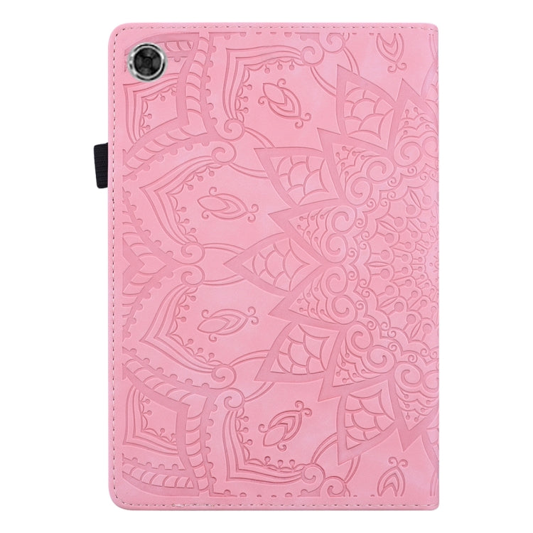 For Samsung Galaxy Tab A8 10.5 2021 Calf Texture Embossed Flip Leather Tablet Case(Pink) by bashfashion