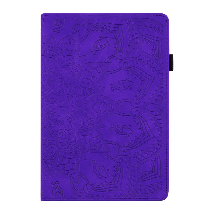 For Samsung Galaxy Tab A8 10.5 2021 Calf Texture Embossed Flip Leather Tablet Case(Purple) by bashfashion