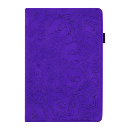 For Samsung Galaxy Tab A8 10.5 2021 Calf Texture Embossed Flip Leather Tablet Case(Purple) by bashfashion