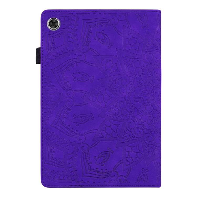 For Samsung Galaxy Tab A8 10.5 2021 Calf Texture Embossed Flip Leather Tablet Case(Purple) by bashfashion
