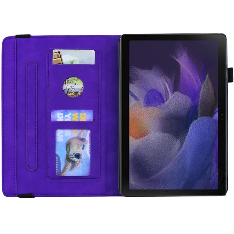 For Samsung Galaxy Tab A8 10.5 2021 Calf Texture Embossed Flip Leather Tablet Case(Purple) by bashfashion