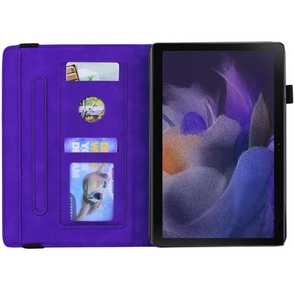 For Samsung Galaxy Tab A8 10.5 2021 Calf Texture Embossed Flip Leather Tablet Case(Purple) by bashfashion