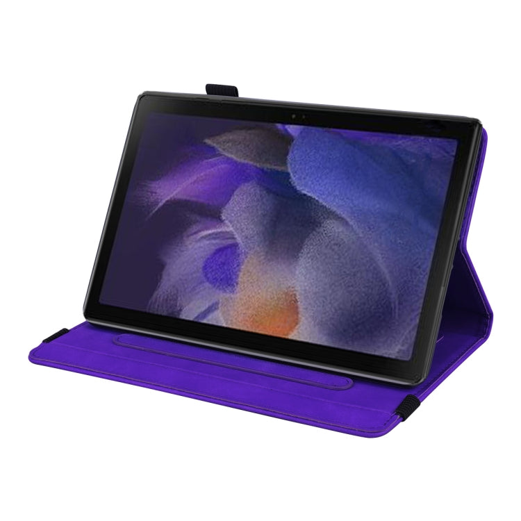 For Samsung Galaxy Tab A8 10.5 2021 Calf Texture Embossed Flip Leather Tablet Case(Purple) by bashfashion