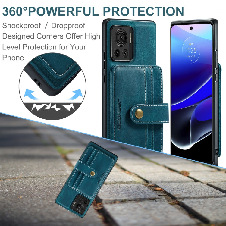 For Motorola Moto X30 Pro JEEHOOD RFID Blocking Anti-Theft Magnetic PU Phone Case(Blue) by JEEHOOD