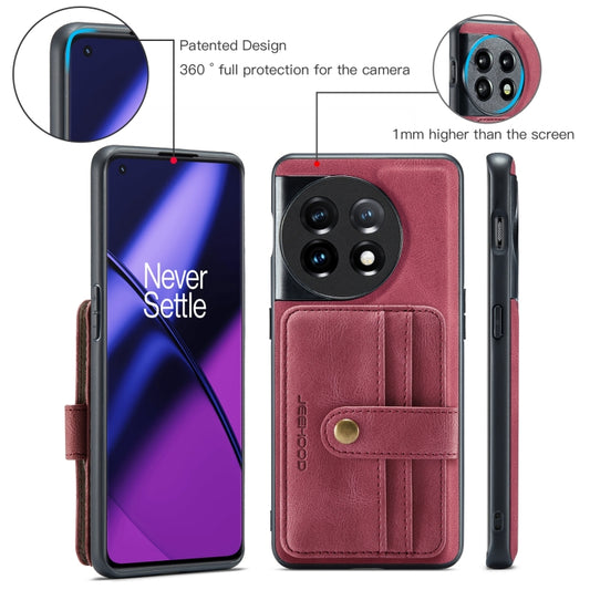 For OnePuls 11 JEEHOOD RFID Blocking Anti-Theft Magnetic PU Phone Case(Red) by JEEHOOD