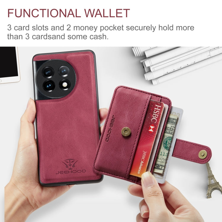 For OnePuls 11 JEEHOOD RFID Blocking Anti-Theft Magnetic PU Phone Case(Red) by JEEHOOD