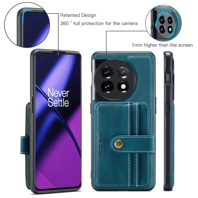 For OnePuls 11 JEEHOOD RFID Blocking Anti-Theft Magnetic PU Phone Case(Blue) by JEEHOOD