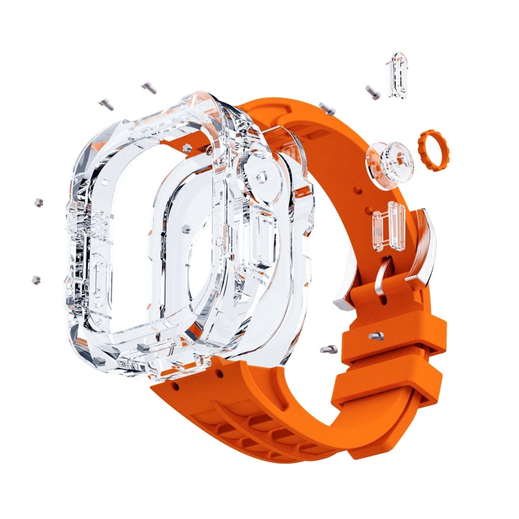 For Apple Watch Ultra 3 / 2 / 1 49mm Fluorine Rubber Clear Armor Case Watch Band(Orange) by bashfashion