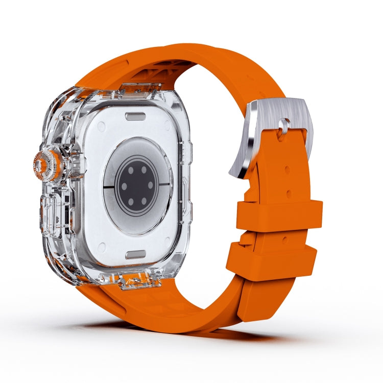 For Apple Watch Ultra 3 / 2 / 1 49mm Fluorine Rubber Clear Armor Case Watch Band(Orange) by bashfashion