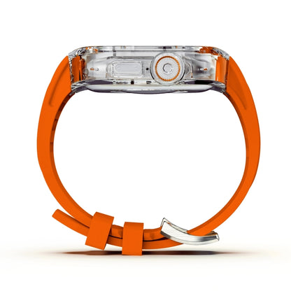 For Apple Watch Ultra 3 / 2 / 1 49mm Fluorine Rubber Clear Armor Case Watch Band(Orange) by bashfashion