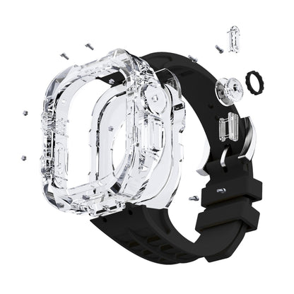 For Apple Watch Ultra 3 / 2 / 1 49mm Fluorine Rubber Clear Armor Case Watch Band(Black) by bashfashion