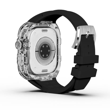 For Apple Watch Ultra 3 / 2 / 1 49mm Fluorine Rubber Clear Armor Case Watch Band(Black) by bashfashion