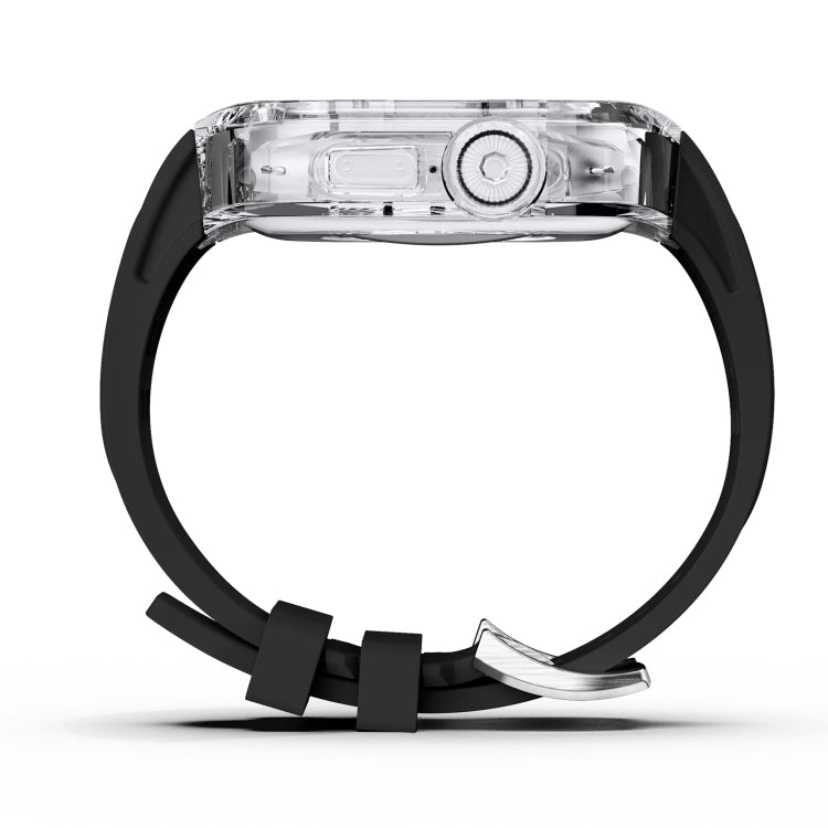 For Apple Watch Ultra 3 / 2 / 1 49mm Fluorine Rubber Clear Armor Case Watch Band(Black) by bashfashion