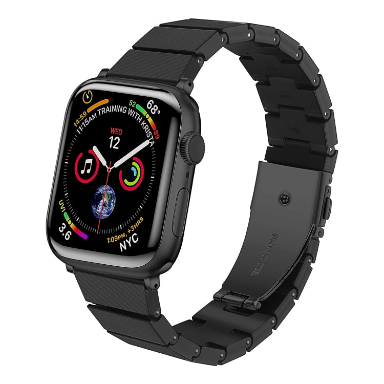 One-bead Resin Watch Band For Apple Watch Ultra 49mm&Watch Ultra 2 49mm / Series 9&8&7 45mm / SE 3&SE 2&6&SE&5&4 44mm / 3&2&1 42mm(Carbon Fiber Black) by bashfashion