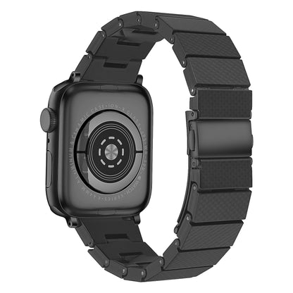 One-bead Resin Watch Band For Apple Watch Ultra 49mm&Watch Ultra 2 49mm / Series 9&8&7 45mm / SE 3&SE 2&6&SE&5&4 44mm / 3&2&1 42mm(Carbon Fiber Black) by bashfashion