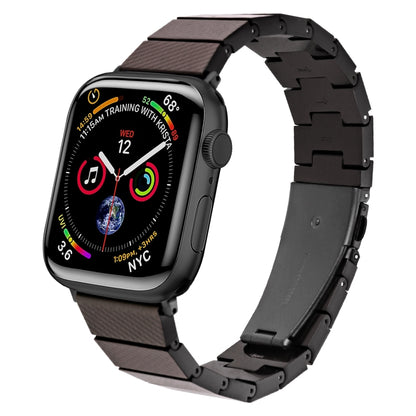 One-bead Resin Watch Band For Apple Watch Ultra 49mm&Watch Ultra 2 49mm / Series 9&8&7 45mm / SE 3&SE 2&6&SE&5&4 44mm / 3&2&1 42mm(Carbon Fiber Coffee) by bashfashion