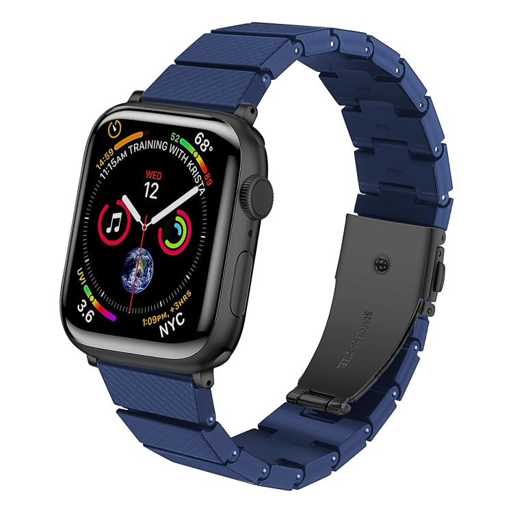 One-bead Resin Watch Band For Apple Watch Ultra 49mm&Watch Ultra 2 49mm / Series 9&8&7 45mm / SE 3&SE 2&6&SE&5&4 44mm / 3&2&1 42mm(Carbon Fiber Blue) by bashfashion