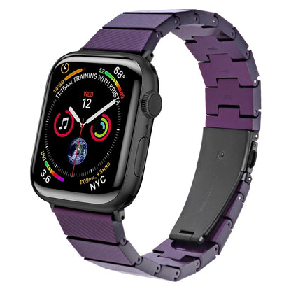 One-bead Resin Watch Band For Apple Watch Ultra 49mm&Watch Ultra 2 49mm / Series 9&8&7 45mm / SE 3&SE 2&6&SE&5&4 44mm / 3&2&1 42mm(Carbon Fiber Purple) by bashfashion