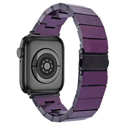 One-bead Resin Watch Band For Apple Watch Ultra 49mm&Watch Ultra 2 49mm / Series 9&8&7 45mm / SE 3&SE 2&6&SE&5&4 44mm / 3&2&1 42mm(Carbon Fiber Purple) by bashfashion