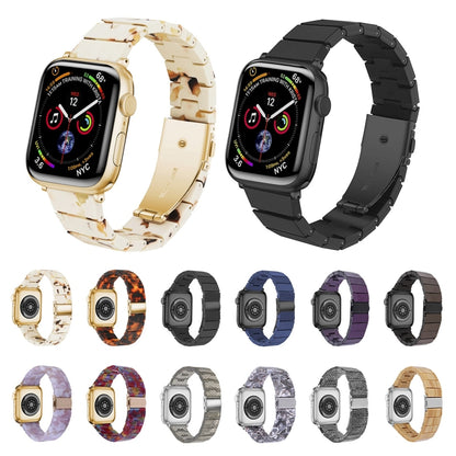One-bead Resin Watch Band For Apple Watch Ultra 49mm&Watch Ultra 2 49mm / Series 9&8&7 45mm / SE 3&SE 2&6&SE&5&4 44mm / 3&2&1 42mm(Gold) by bashfashion
