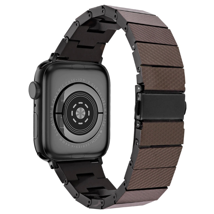 One-bead Resin Watch Band For Apple Watch Series 9&8&7 41mm / SE 3&SE 2&6&SE&5&4 40mm / 3&2&1 38mm(Carbon Fiber Coffee) by bashfashion