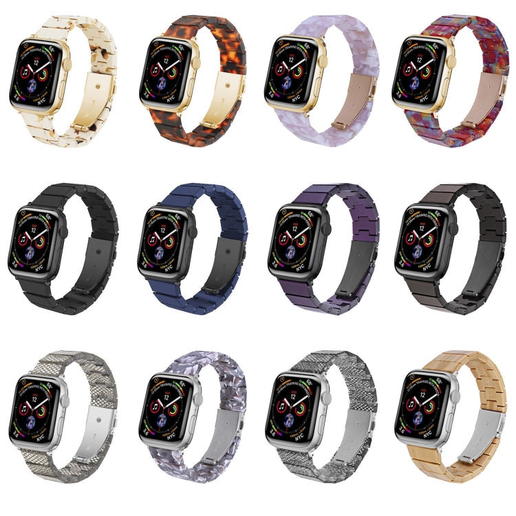 One-bead Resin Watch Band For Apple Watch Series 9&8&7 41mm / SE 3&SE 2&6&SE&5&4 40mm / 3&2&1 38mm(Wood) by bashfashion