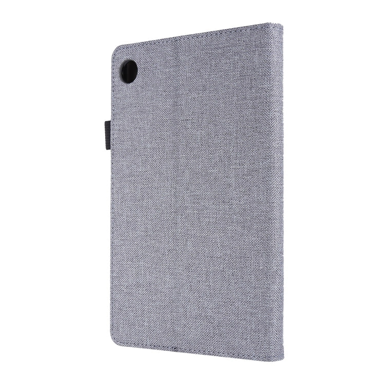 For Lenovo M8 4th Gen Fabric Leather Tablet Case(Grey) by bashfashion