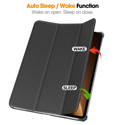 For OPPO Pad 2 11.6 inch Custer Pure Color 3-Fold Holder Smart Leather Tablet Case(Black) by bashfashion