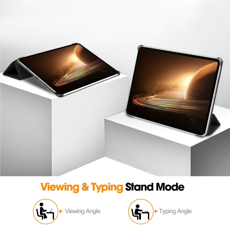 For OPPO Pad 2 11.6 inch Custer Pure Color 3-Fold Holder Smart Leather Tablet Case(Black) by bashfashion