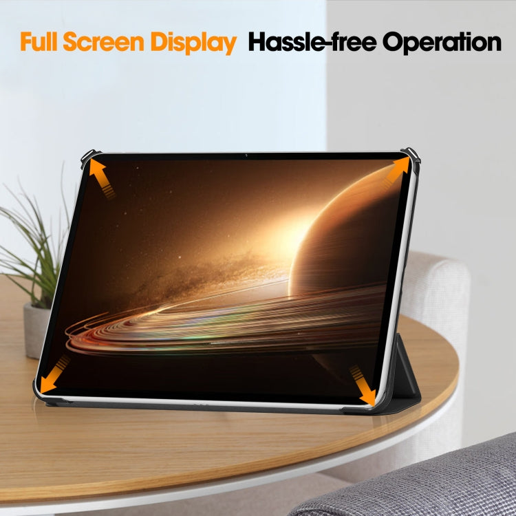 For OPPO Pad 2 11.6 inch Custer Pure Color 3-Fold Holder Smart Leather Tablet Case(Black) by bashfashion