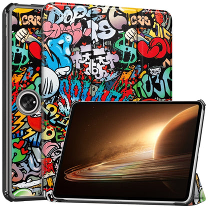 For OPPO Pad 2 11.6 inch Custer Painted 3-Fold Holder Smart Leather Tablet Case(Graffiti) by bashfashion