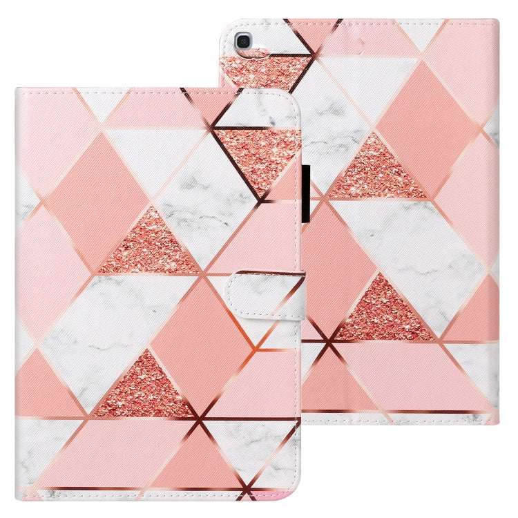 For Galaxy Tab A 10.1 (2019) T510 Cross Texture Painted Horizontal Leather Case with Sleep / Wake-up Function & Card Slot & Holder & Wallet(Pink Marble) by bashfashion