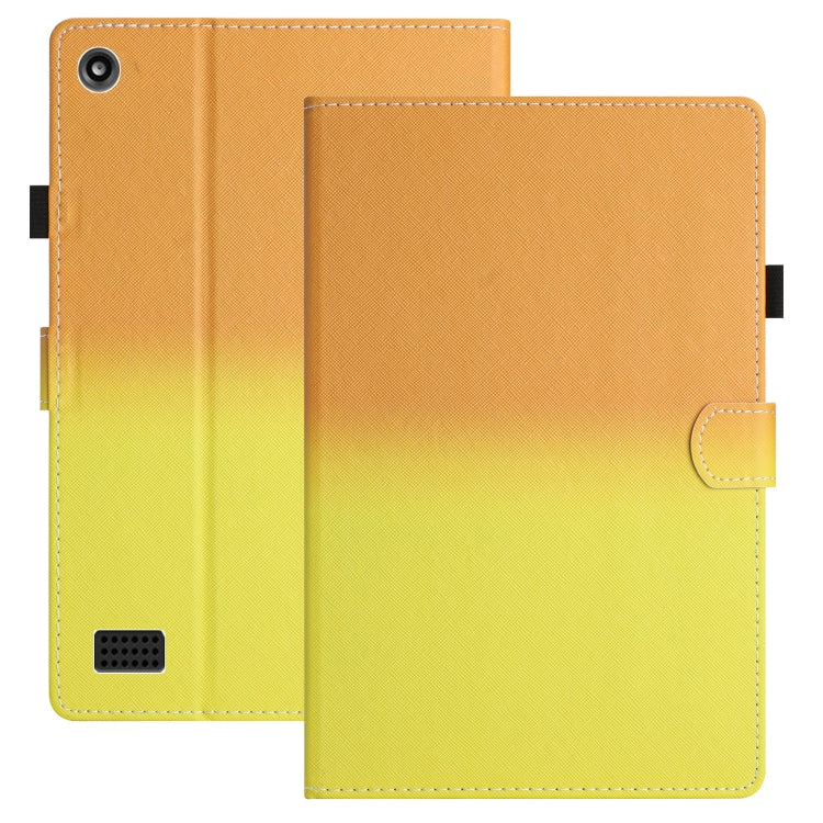 For Amazon Kindle Fire 7 2019 / 2017 / 2015 Stitching Gradient Leather Tablet Case(Orange Yellow) by bashfashion