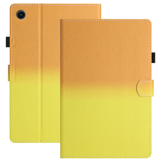 For Samsung Galaxy Tab A8 2021 X205 / X200 Stitching Gradient Leather Tablet Case(Orange Yellow) by bashfashion