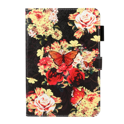For Galaxy Tab A 8.0 (2019) T290 Cross Texture Painted Horizontal Leather Case with Sleep / Wake-up Function & Card Slot & Holder & Wallet(Black Peony Flower) by bashfashion