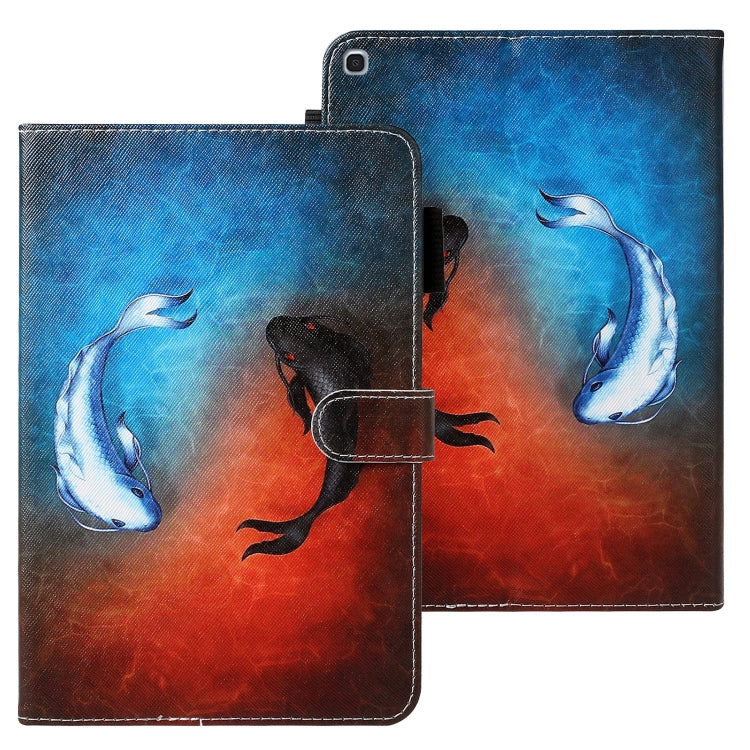 For Galaxy Tab A 10.1 (2019) T510 Cross Texture Painted Horizontal Leather Case with Sleep / Wake-up Function & Card Slot & Holder & Wallet(Fish) by bashfashion