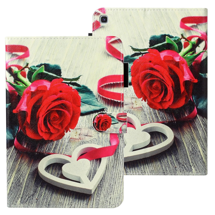 For Galaxy Tab S5e T720 Cross Texture Painted Horizontal Leather Case with Sleep / Wake-up Function & Card Slot & Holder & Wallet(Red Rose) by bashfashion