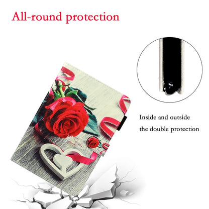 For Galaxy Tab S5e T720 Cross Texture Painted Horizontal Leather Case with Sleep / Wake-up Function & Card Slot & Holder & Wallet(Red Rose) by bashfashion