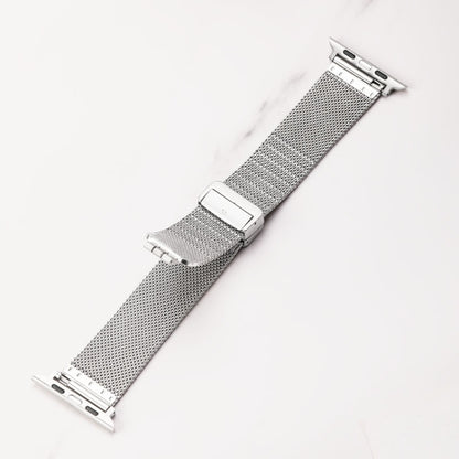 Milan Fold Buckle Metal Watch Band For Apple Watch Series 9&8&7 41mm / SE 3&SE 2&6&SE&5&4 40mm / 3&2&1 38mm(Black) by bashfashion
