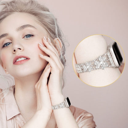 3-Leaf Clover Diamond Watch Band For Apple Watch Ultra 49mm&Watch Ultra 2 49mm / Series 9&8&7 45mm / SE 3&SE 2&6&SE&5&4 44mm / 3&2&1 42mm(Starlight) by bashfashion